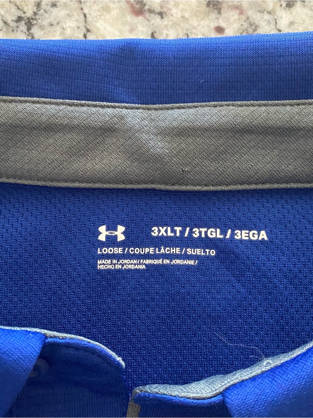 Men’s Under Armour Blue Performance Polo with Grey Trim 3XLT - Picture 3 of 7